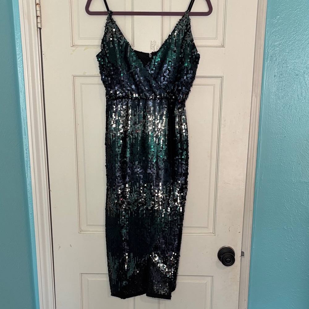 Gianni Bini Black, Blue, and Green Sequin Dress